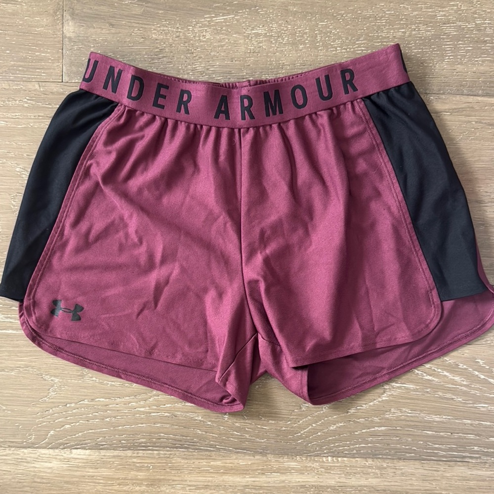 Under Armour Women's Burgundy and Black Shorts